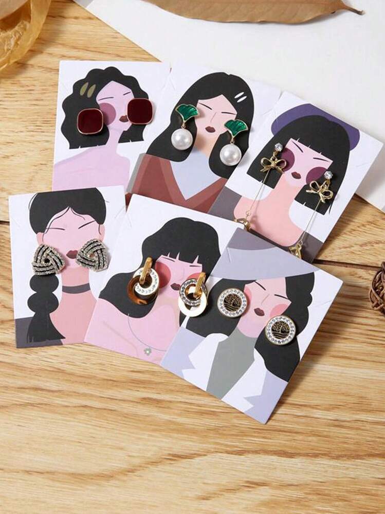 بطاقة عرض المجوهرات من الورق 10/20/40/60/80/100 قطعة لتعليق الأقراط والعناقيد، نمط عشوائي - متعدد الألوان - مشاهدة 6