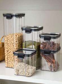 1pc Sealed Container Clear Plastic Jar For Kitchen Storage Of Grains, Dried Fruit, Tea, Etc. - Multicolor - View 3