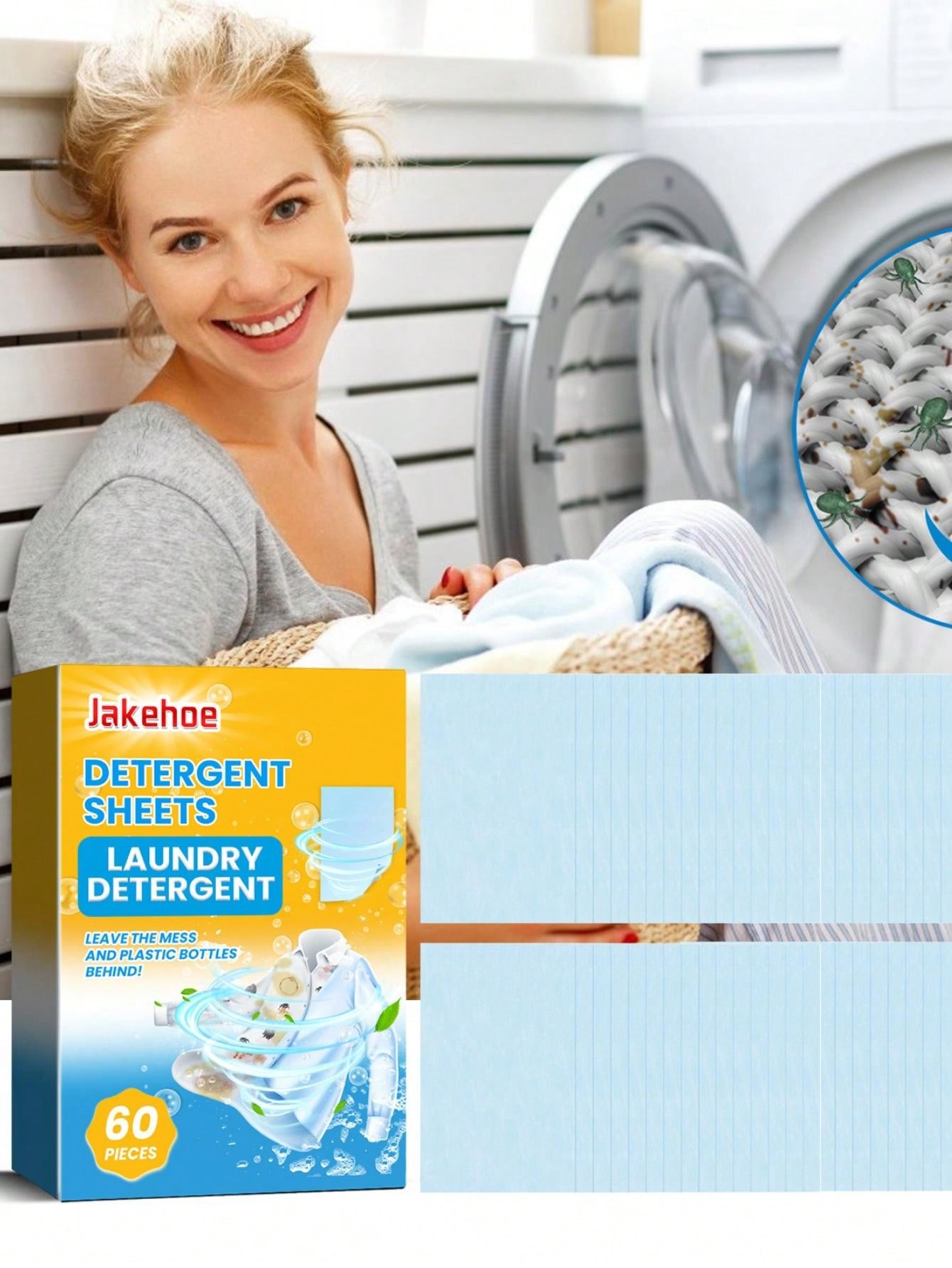 Jakehoe Laundry Detergent Sheet Deep Cleaning & Fabric Care & Prevents
