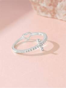 1枚925純銀小巧十字心形承諾戒指,18k鍍金拇指戒指,適合女性、母親、父親、女兒、摯愛的人、母親節、慰問、紀念珠寶禮物