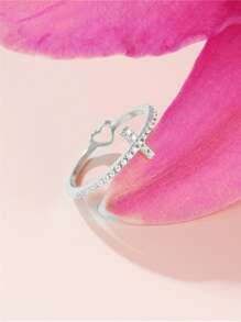 1枚925純銀小巧十字心形承諾戒指,18k鍍金拇指戒指,適合女性、母親、父親、女兒、摯愛的人、母親節、慰問、紀念珠寶禮物