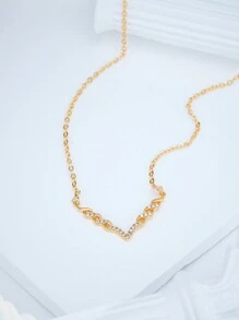 2024新款女士項鍊,鈦銅銀材質,經典長鏈吊墜,防褪色,生日禮物,情人節禮物,v形,五角星,地球,鑽石形狀 - 金色 - 查看 5