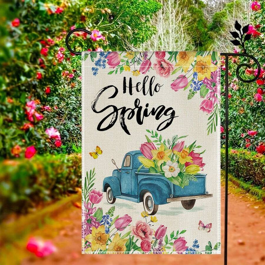 1 Miếng Xe tải & Thiết kế hoa Cờ vườn , Tính hai mặt Dày Hằng ngày Phong cách Hình chữ nhật Chào mừng Băng rôn Đối với Trong nhà/Ngoài trời Đồ trang trí - Nhiều màu - Xem 1