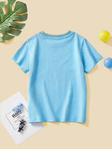 休閒卡通 字母男幼童上衣 - 淺藍色 - 查看 2