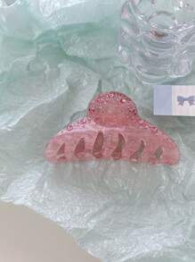 OUSEON 时尚粉色水钻发夹：轻巧、有弹性、用途广泛，适合所有发型，街头情人节、发饰、爪夹、发夹、发夹 - 淺粉色 - 查看 2