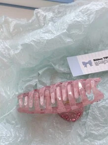 OUSEON 时尚粉色水钻发夹：轻巧、有弹性、用途广泛，适合所有发型，街头情人节、发饰、爪夹、发夹、发夹 - 淺粉色 - 查看 5