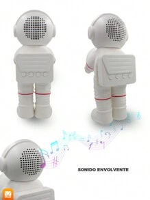 Bluetooth Speaker With Astronaut Design FM Radio Led Light - 白色 - 查看 2