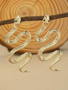 1pair Fashionable Personalized Snake Design Stud Earrings For Women - Earrings - View 6
