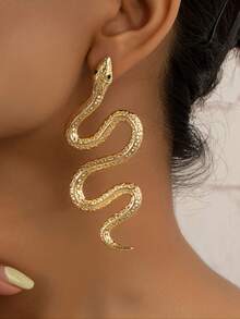 1pair Fashionable Personalized Snake Design Stud Earrings For Women - Earrings - View 1
