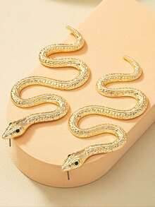 1pair Fashionable Personalized Snake Design Stud Earrings For Women - Earrings - View 3
