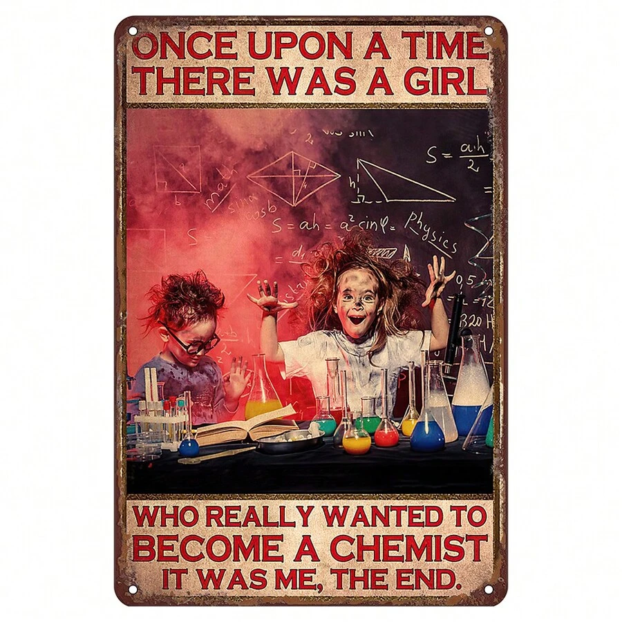 1入實驗室金屬錫牌 Wanted To Become A Chemist,化學家禮物復古錫牌有趣的牆藝術室內裝飾,適用於實驗室、臥室、家庭酒吧、咖啡廳、餐廳、商店、車庫、家庭廚房、健身房、拳擊俱樂部、健身俱樂部牆壁裝飾