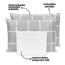 Sheet Sets With Pillowcases - Lưới màu xám / trắng - Xem 2