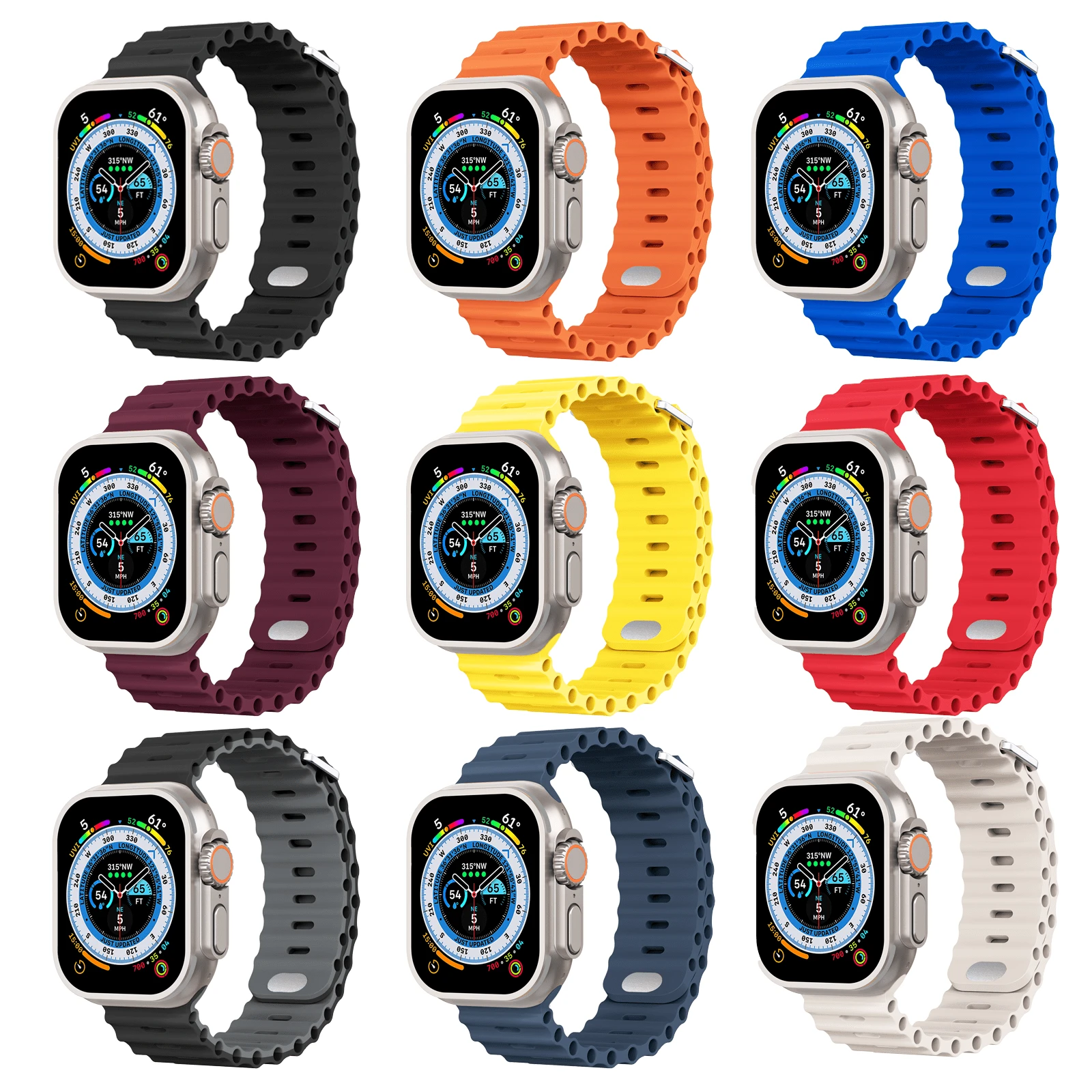 1 件男女通用运动硅胶海洋风格 Apple Watch 表带 Apple Watch 表带兼容 42/44/45/46/49 毫米 Apple Watch Ultra/Se/10/9/8/7/6/5/4 - 42mm/44mm/45mm/49mm - 查看 1