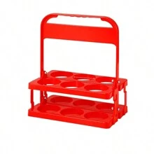 1pc Portable Foldable Beer Rack & Beverage Holder, Six Hole Handheld Cup Rack, Coffee Collection Basket, Desktop Drink Display Rack, Suitable For Picnic, Camping, Party Gathering, Travel, Car Use - Red - View 12