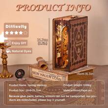 1Set DIY Book Nook Kit Booknook 3D Puzzle Wooden Miniature House Set Bookshelf With LED Light Model Kits Insert Decor Diorama Birthday Gift - Multicolor - View 2