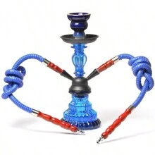 Small Size Double Pipe Glass Hookah Set In Stock Acrylic Hookah With Accessories High-End Portable Double Pipe Hookah Bag - Black - View 6