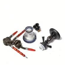 Small Size Double Pipe Glass Hookah Set In Stock Acrylic Hookah With Accessories High-End Portable Double Pipe Hookah Bag - Black - View 3