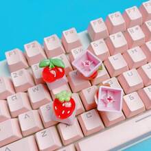 2pcs/Set Cherry/Strawberry Shaped Polyresin Keycaps - Red - View 6