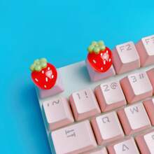 2pcs/Set Cherry/Strawberry Shaped Polyresin Keycaps - Red - View 5