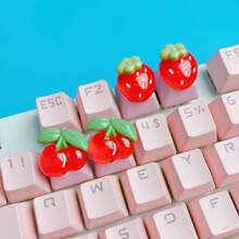 2pcs/Set Cherry/Strawberry Shaped Polyresin Keycaps - Red - View 2