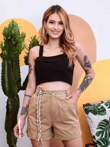 Women Shorts - Khaki - View 4