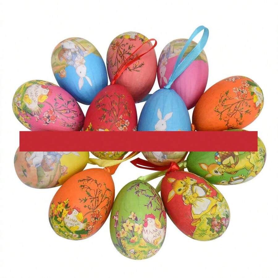 4pcs Bọt Đầy màu sắc Được Sơn Hình dán lễ Phục sinh Trứng Với Treo Trứng Cho bữa tiệc Đồ trang trí ( Màu sắc tùy ý ) - Nhiều màu - Xem 1