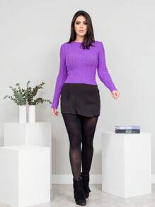 Women Sweater Pants - Bụi tím - Xem 4