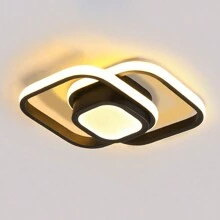 1個LED極簡主義創意風格黑色十字廣場天花板燈，適用於走廊陽台房間照明，暖色光3000K，白色光6000K - 黑色 - 查看 9