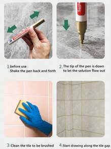 1pc Roise White Waterproof Tile Marker Grout Pen Wall Seam Pen 10Color Optional, For Tiles Floor Bathroom Decontamination Seam Repair, Stickers, Wall Decal, Vinyl Decal For Home Decorations, Spring Decoration Items Refresh Your Home, Rama Decoration Stickers
