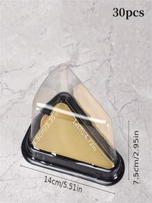 10/20/30 piezas Caja de empaque de pastel, caja de desechable de plástico con tapa para pastel de queso, contenedor de rebanada, caja de pastel triangular desechable, reutilizable - Negro - Ver 16