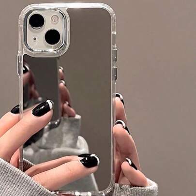 Makeup Mirror Phone Case Compatible With IPhone 13/XS/11/14/15/16 High-End 17 Pro Max, Creative Soft Edge Hard Shell Makeup Mirror Case For Women, PLUS/AIR