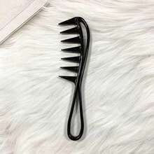 Wide-Tooth Comb For Men And Women, Retro Hair Pick For Long, Curly Hair, Back-Texture Design For Hair Styling - Black - View 5