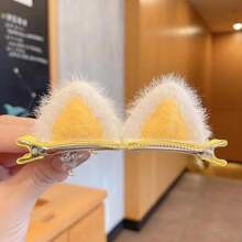 2pcs Women's Hair Accessories Cute Plush Cat's Ears (Steamed Cat-Ear Shaped Bread) Hairpin Little Girl's Bangs Hairpin Alligator Clip Halloween - Picture Color - View 10