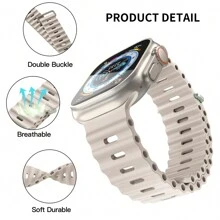 1 件男女通用运动硅胶海洋风格 Apple Watch 表带 Apple Watch 表带兼容 42/44/45/46/49 毫米 Apple Watch Ultra/Se/10/9/8/7/6/5/4 - 42mm/44mm/45mm/49mm - 查看 2