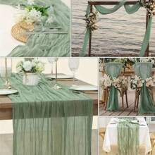 Balinese Gauze Crinkle Table Runner, European Style Linen Tablecloth Bohemian Style Table Runner For Wedding, Birthday, Party Decoration 180cm/70.87 Inch 300cm/118.11 Inch (1pc)
