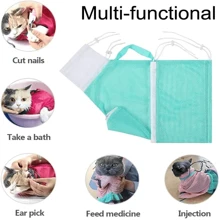 1 pièce Sac de bain pour animaux de compagnie, sac de toilettage portable polyvalent pour animaux de compagnie, sac de bain pour chats en maille, sac de lavage réglable pour chats, sac de nettoyage pour bain d'animaux de compagnie, anti-griffures pour la coupe des ongles des animaux de compagnie