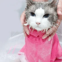 1 pièce Sac de bain pour animaux de compagnie, sac de toilettage portable polyvalent pour animaux de compagnie, sac de bain pour chats en maille, sac de lavage réglable pour chats, sac de nettoyage pour bain d'animaux de compagnie, anti-griffures pour la coupe des ongles des animaux de compagnie