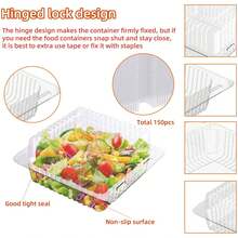 40入組透明塑膠外帶餐盒，翻蓋式設計，可用於沙拉、三明治、漢堡、甜點等，適用於生日、節日、促銷活動、周年慶典、開業典禮 - 無色 - 查看 3