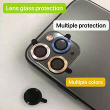 3 CÁI 2 CÁI Kim loại Bảo vệ ống kính máy ảnh đơn Tương thích với IPhone 11 12mini 11Promax 13 14 15Pro Max 14Plus 13Pro 15Pro 14Pro I15 Phụ kiện nắp ống kính thủy tinh - Màu xanh lam - Xem 2