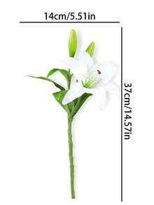 1入/3入組白色人工百合花,春季模擬百合花,適用於婚禮桌面裝飾,別墅裝飾,派對裝飾 - 白色 - 查看 7