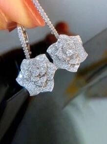1 paar glamoureuze oorbellen met kubieke zirkonia voor vrouwen voor bruiloft, verloving, jubileum, feest, sieraden, Valentijnsdagcadeau