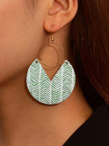 1 Đôi bông tai gỗ tròn hình sóng thời trang, thích hợp cho phụ nữ đi biển hoặc đi nghỉ mát. - tròn - Xem 6