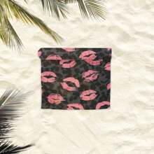 1 Stück Leoprint rosa Lippen Design Strandtuch, Großer Stranddecke, Outdoor Strandmatte, geeignet für Damen und Herren, Reiseessentiell für den Strand, super weiches Mikrofasertuch, Stranddecke Strandessentiell