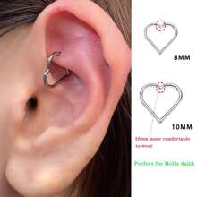 1pc Gold Plated Heart Daith Tragus Piercing Jewelry Stainless Steel Clicker Hoop Rook Cartilage Helix Earrings Nose Ring 16G Hypoallergenic Valentines,Mom,Mother,Mother's Day,Gift