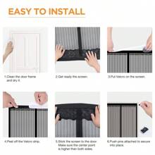 Từ tính Màn Cửa , Màn chống muỗi , , Lạnh Không khí In - Tự niêm phong Nam châm - Từ tính Nút Màn chống muỗi - Rèm , Thích hợp Đối với Cửa Inch , - màu đen - Xem 4