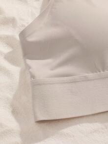 1pc Deep V-Neckline Wireless Backless Bra For Women, Seamless & Sexy - Khaki - View 7