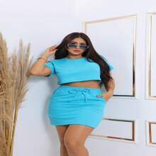 Women Two-Piece Outfits - 青碧色 - 查看 4
