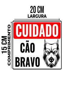 Adesivo de Sinalização Cão Bravo - 1 Adesivo Cuidado Cão Bravo - Visão 3