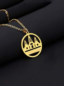 1pc Stainless Steel Yazd Delrisha Pendant Necklace, Couple Jewelry