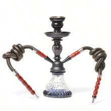 Small Size Double Pipe Glass Hookah Set In Stock Acrylic Hookah With Accessories High-End Portable Double Pipe Hookah Bag - Black - View 1